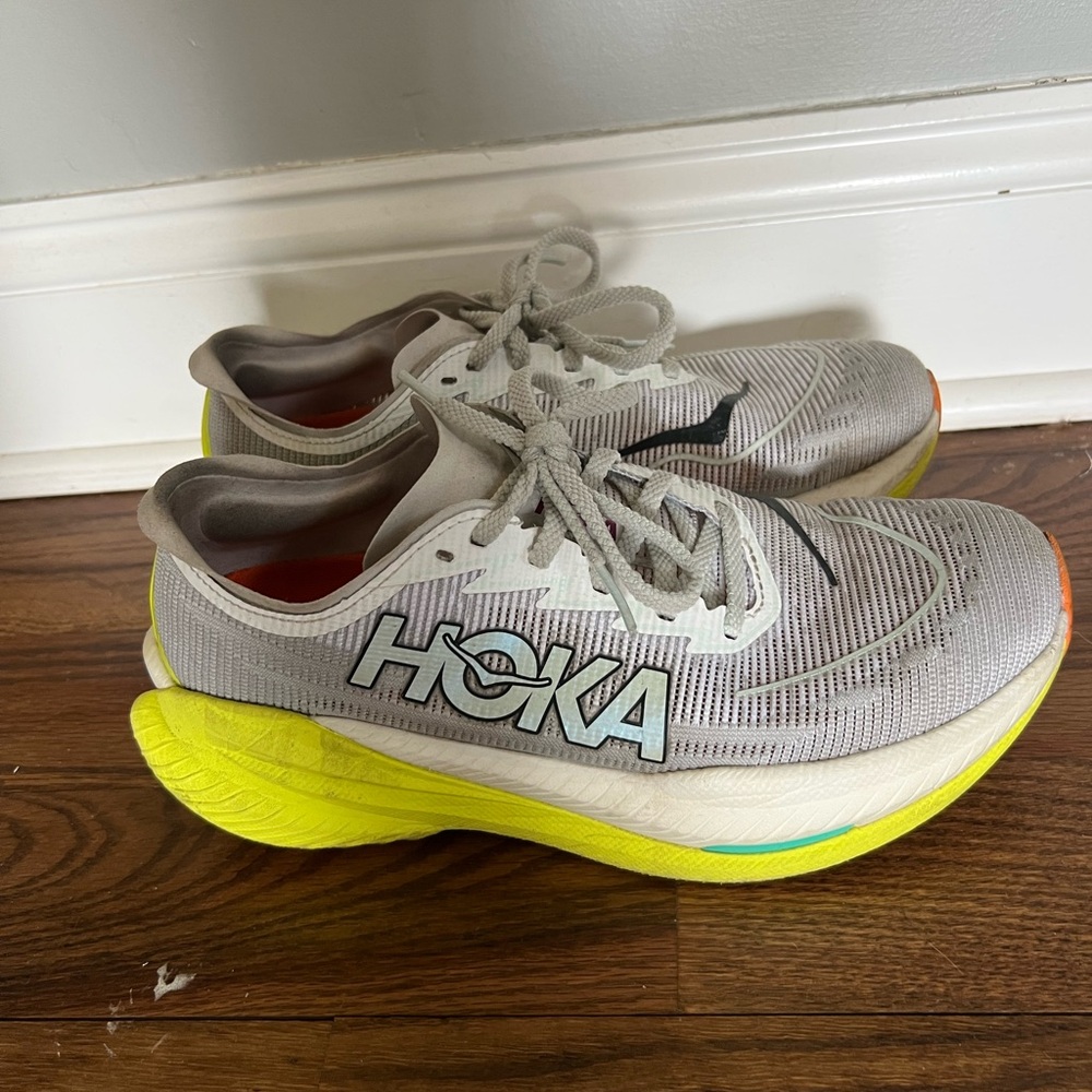Hoka Gray and Orange Athletic Shoes